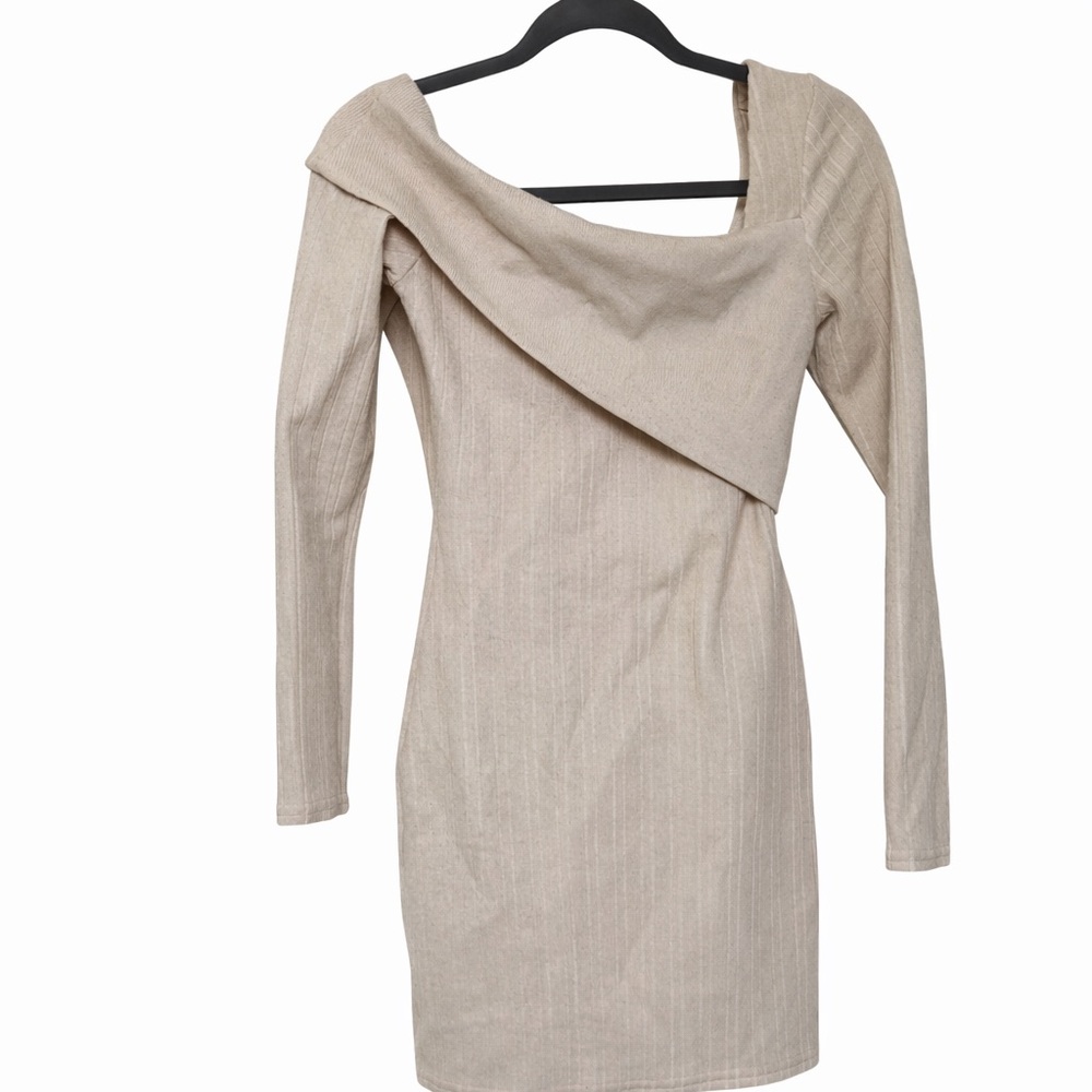 Elegant Beige Off-Shoulder Dress